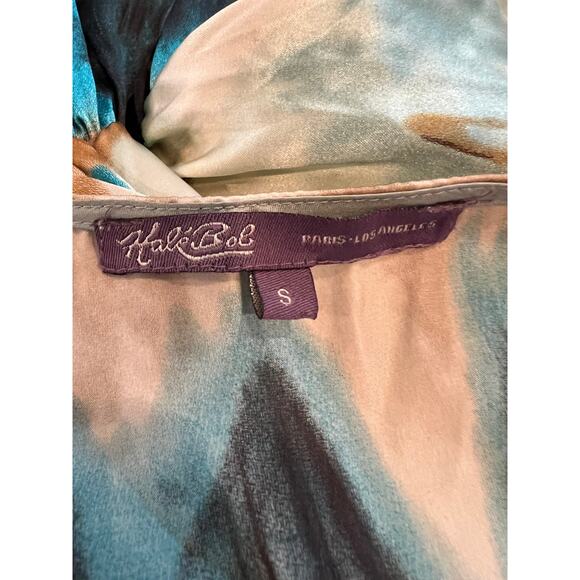 Hale Bob Y2K Silk Watercolor Print Empire Waist Tunic Mini Dress S - Picture 6 of 7